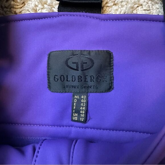 GOLDBERGH WOMEN'S HIGH END SALOPETTE SKI PANTS BIB PURPLE BLACK US 12 - Picture 3 of 9